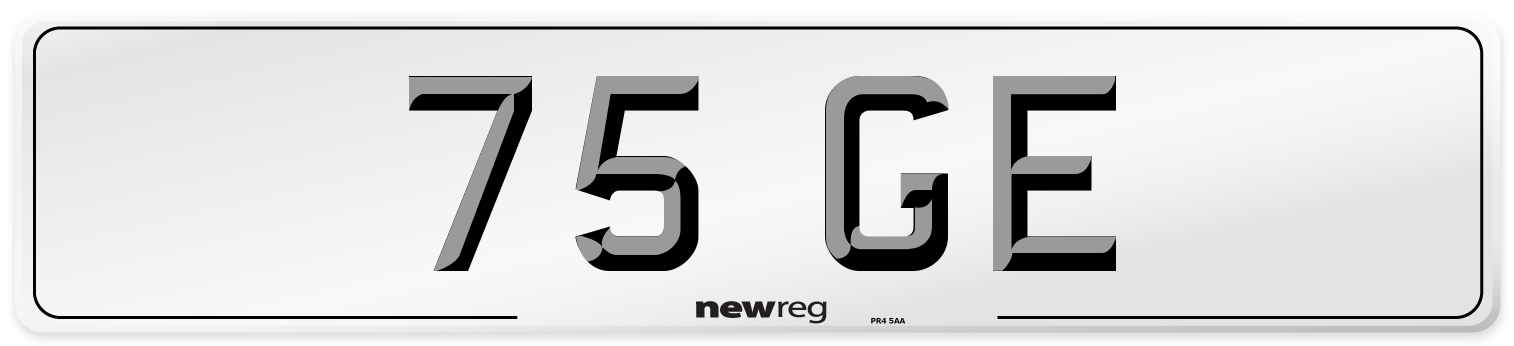 75 GE Number Plate from New Reg